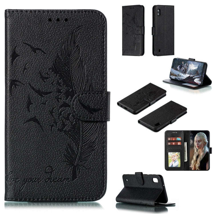 Feather Pattern Litchi Texture Horizontal Flip Leather Case with Wallet & Holder & Card Slots, Fo...