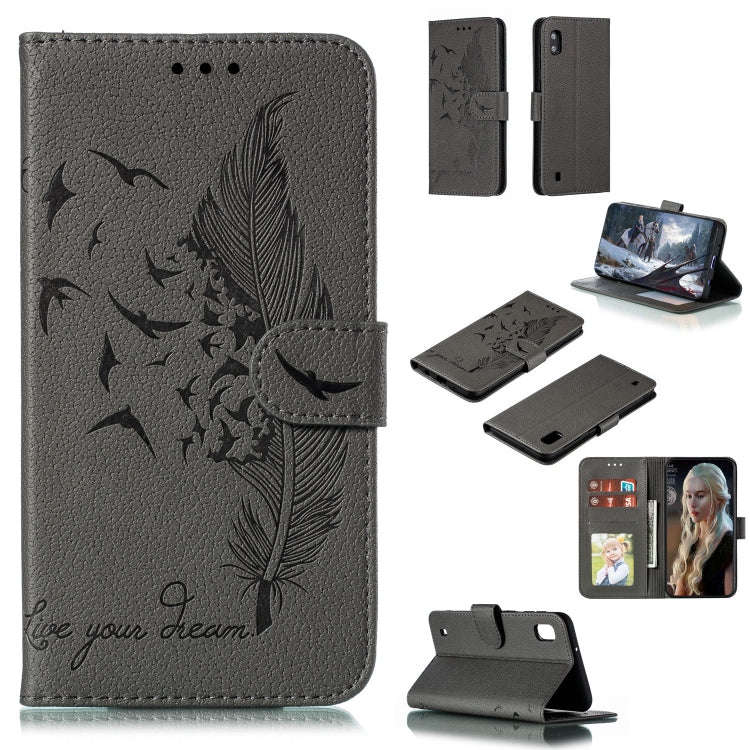 Feather Pattern Litchi Texture Horizontal Flip Leather Case with Wallet & Holder & Card Slots, Fo...