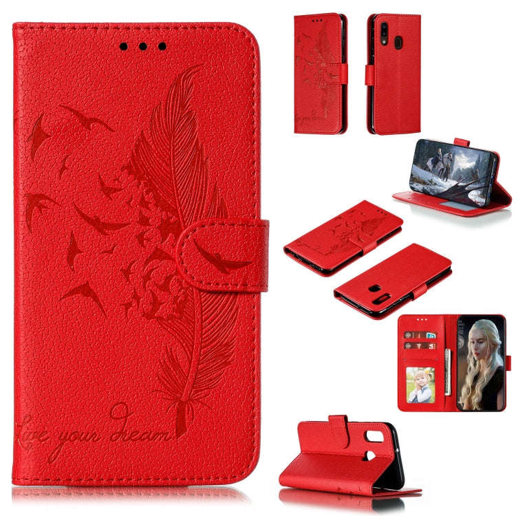 Feather Pattern Litchi Texture Horizontal Flip Leather Case with Wallet & Holder & Card Slots, Fo...