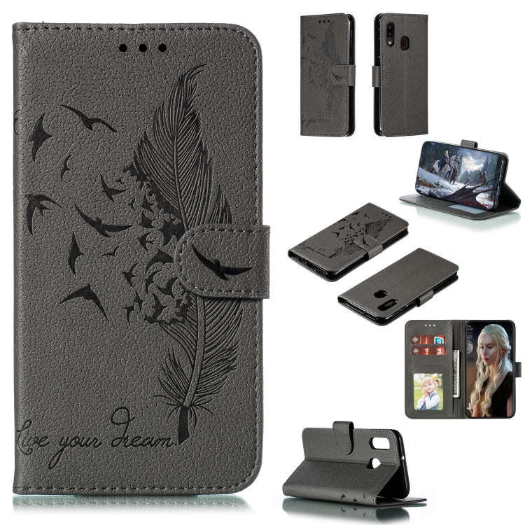 Feather Pattern Litchi Texture Horizontal Flip Leather Case with Wallet & Holder & Card Slots, Fo...