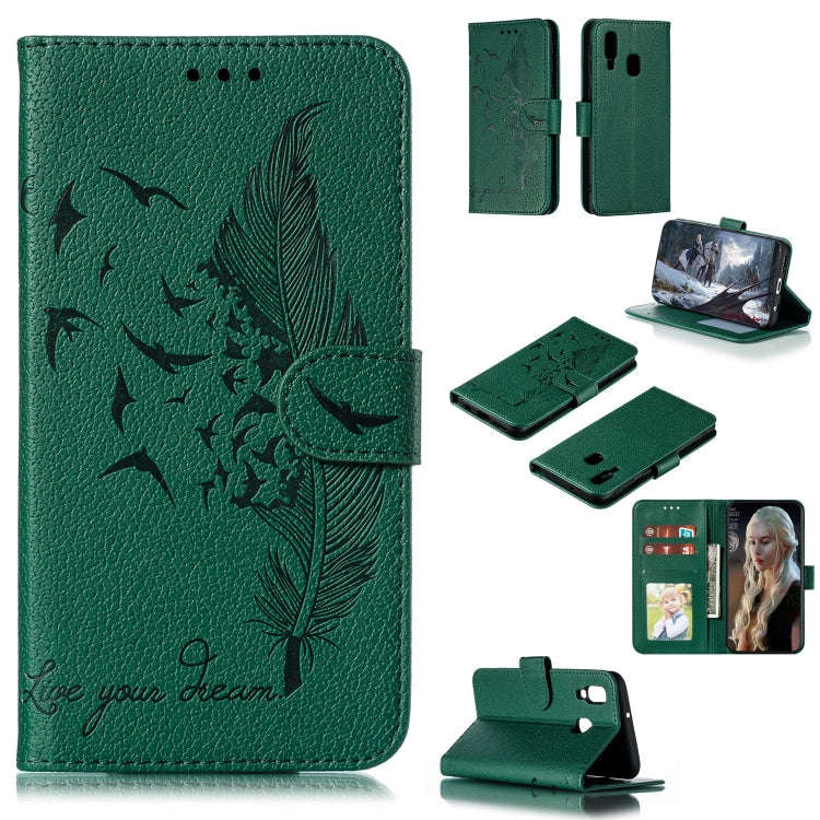 Feather Pattern Litchi Texture Horizontal Flip Leather Case with Wallet & Holder & Card Slots, Fo...