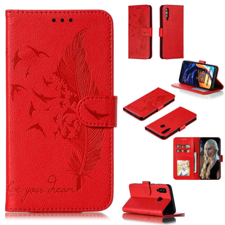 Feather Pattern Litchi Texture Horizontal Flip Leather Case with Wallet & Holder & Card Slots, Fo...