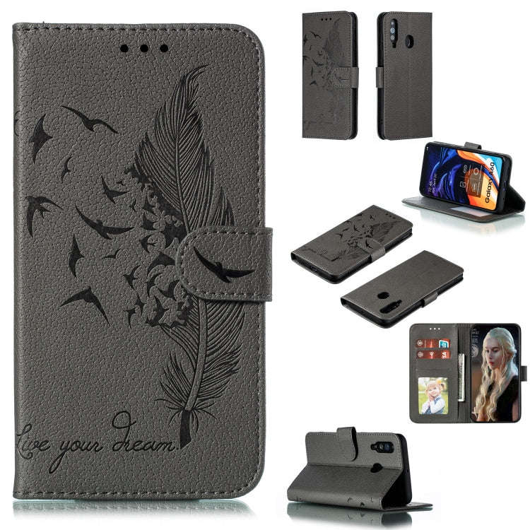 Feather Pattern Litchi Texture Horizontal Flip Leather Case with Wallet & Holder & Card Slots, Fo...