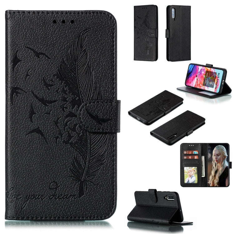 Feather Pattern Litchi Texture Horizontal Flip Leather Case with Wallet & Holder & Card Slots, Fo...