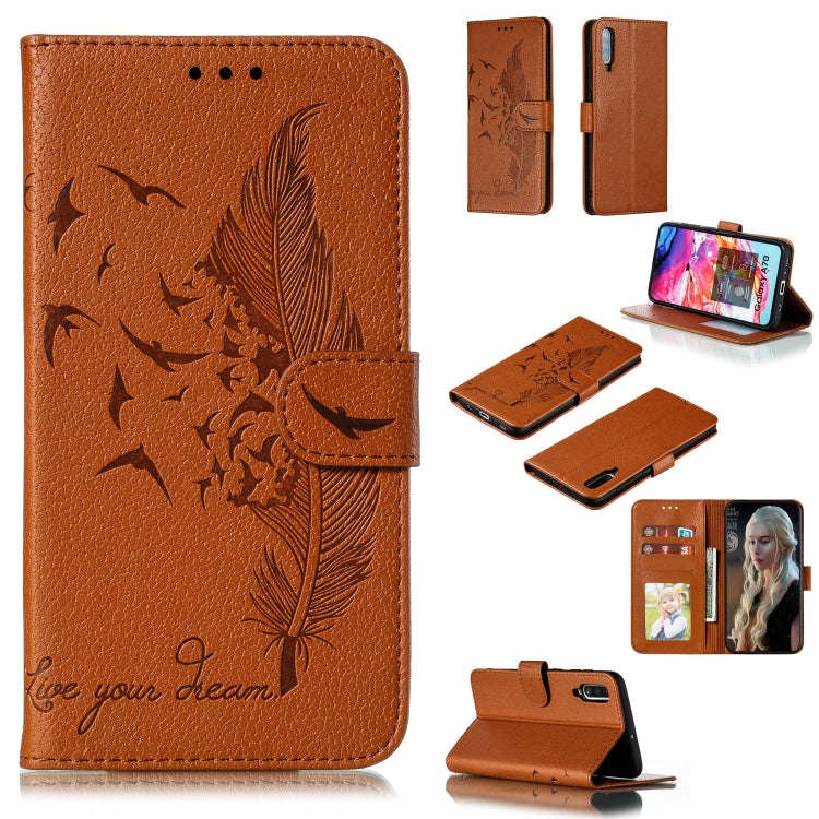 Feather Pattern Litchi Texture Horizontal Flip Leather Case with Wallet & Holder & Card Slots, Fo...