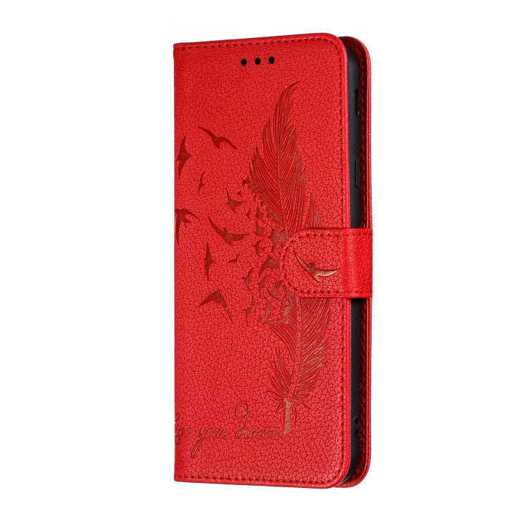 Feather Pattern Litchi Texture Horizontal Flip Leather Case with Wallet & Holder & Card Slots, Fo...