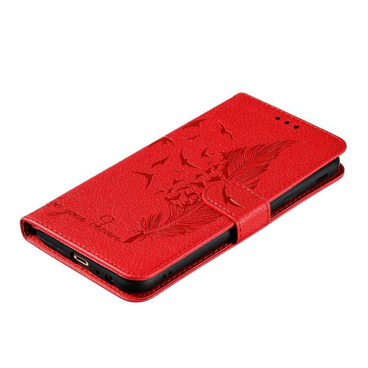 Feather Pattern Litchi Texture Horizontal Flip Leather Case with Wallet & Holder & Card Slots, Fo...