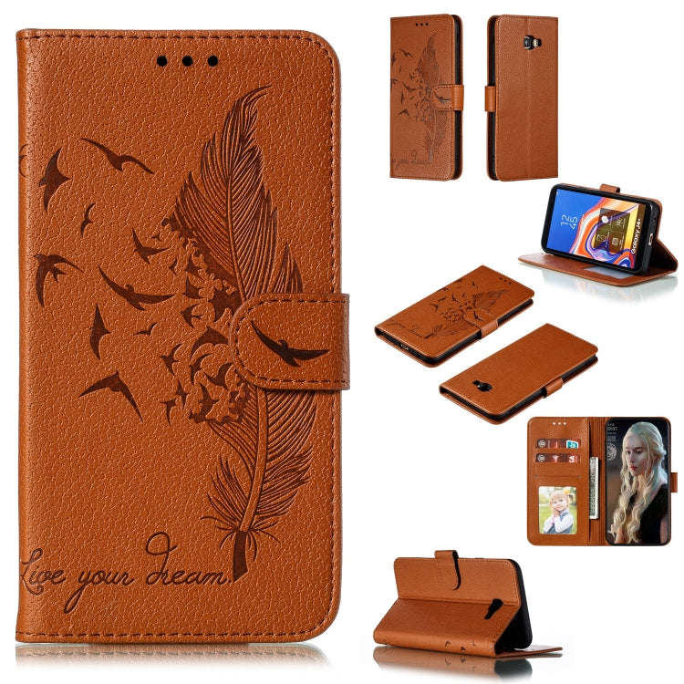 Feather Pattern Litchi Texture Horizontal Flip Leather Case with Wallet & Holder & Card Slots, Fo...