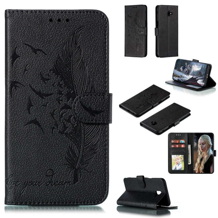 Feather Pattern Litchi Texture Horizontal Flip Leather Case with Wallet & Holder & Card Slots, Fo...