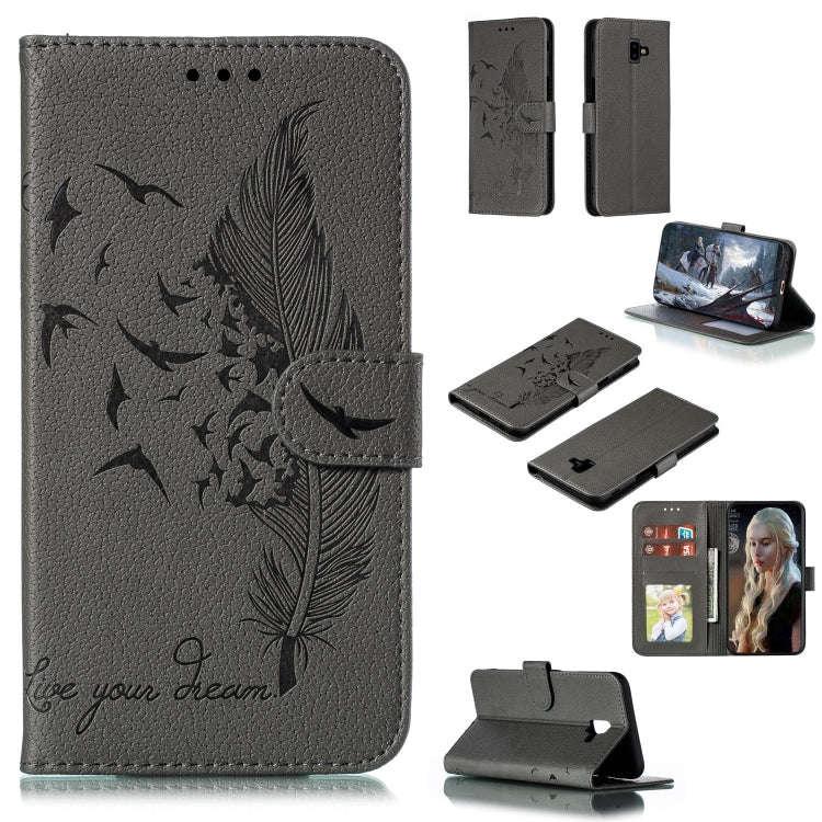Feather Pattern Litchi Texture Horizontal Flip Leather Case with Wallet & Holder & Card Slots, Fo...