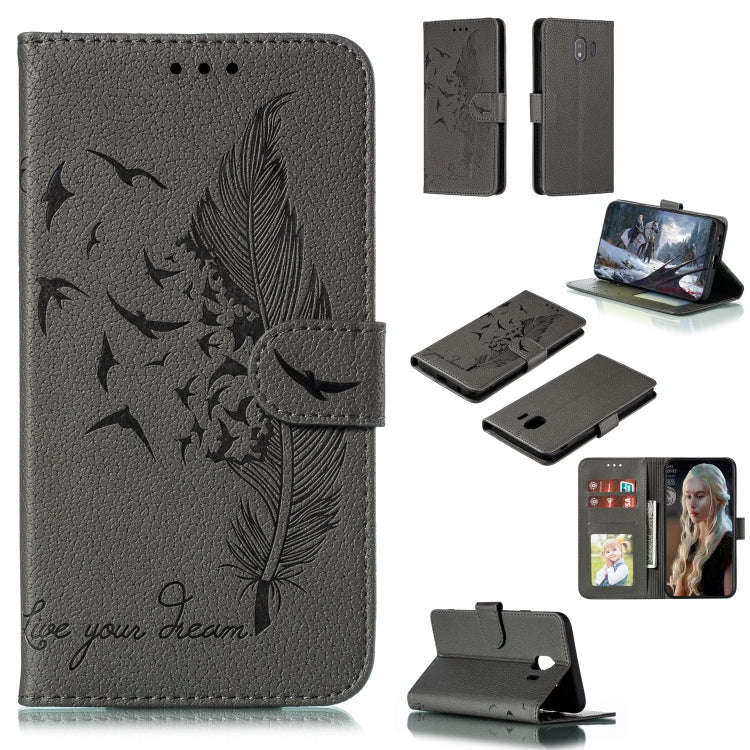 Feather Pattern Litchi Texture Horizontal Flip Leather Case with Wallet & Holder & Card Slots, Fo...