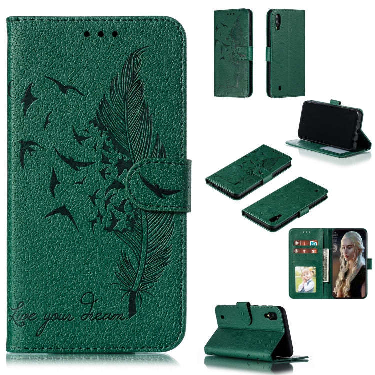 Feather Pattern Litchi Texture Horizontal Flip Leather Case with Wallet & Holder & Card Slots, Fo...