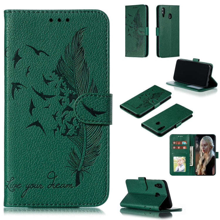 Feather Pattern Litchi Texture Horizontal Flip Leather Case with Wallet & Holder & Card Slots, Fo...