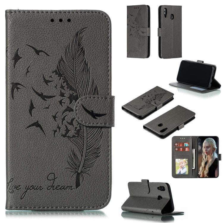 Feather Pattern Litchi Texture Horizontal Flip Leather Case with Wallet & Holder & Card Slots, Fo...