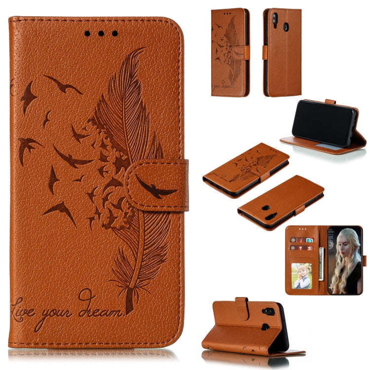 Feather Pattern Litchi Texture Horizontal Flip Leather Case with Wallet & Holder & Card Slots, Fo...