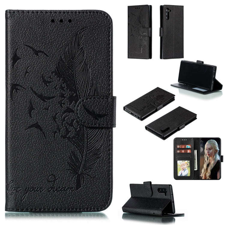 Feather Pattern Litchi Texture Horizontal Flip Leather Case with Wallet & Holder & Card Slots, Fo...