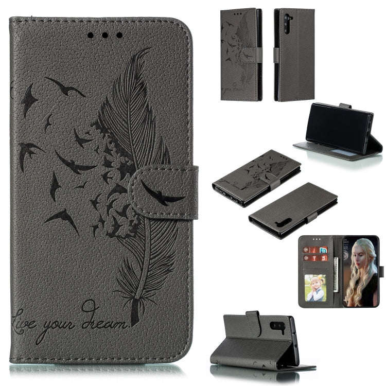 Feather Pattern Litchi Texture Horizontal Flip Leather Case with Wallet & Holder & Card Slots, Fo...