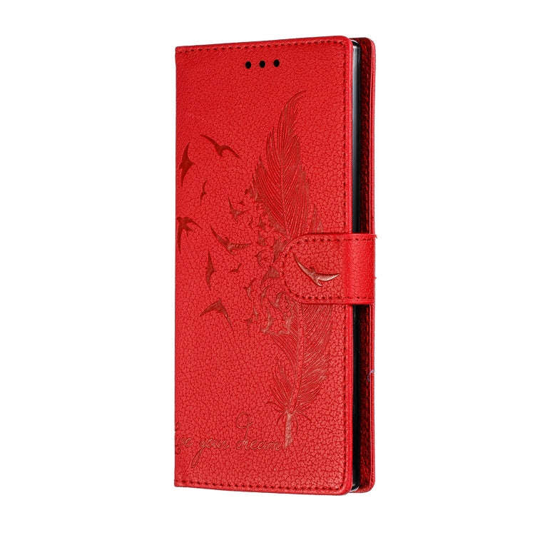 Feather Pattern Litchi Texture Horizontal Flip Leather Case with Wallet & Holder & Card Slots, Fo...