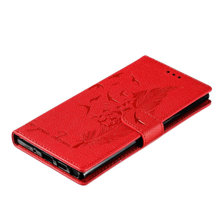Feather Pattern Litchi Texture Horizontal Flip Leather Case with Wallet & Holder & Card Slots, Fo...