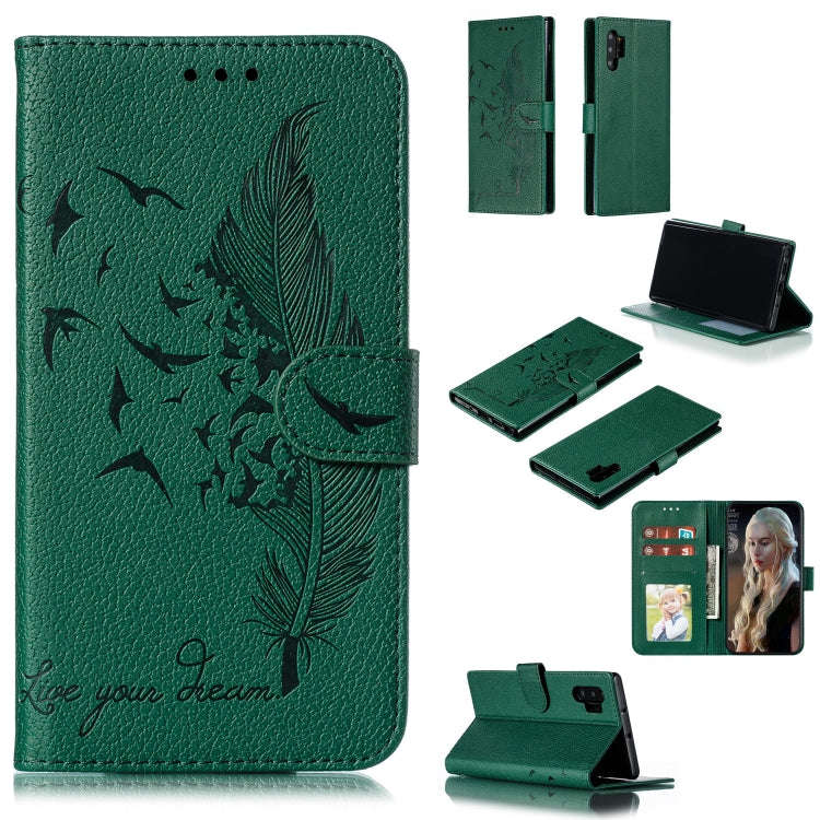 Feather Pattern Litchi Texture Horizontal Flip Leather Case with Wallet & Holder & Card Slots, Fo...