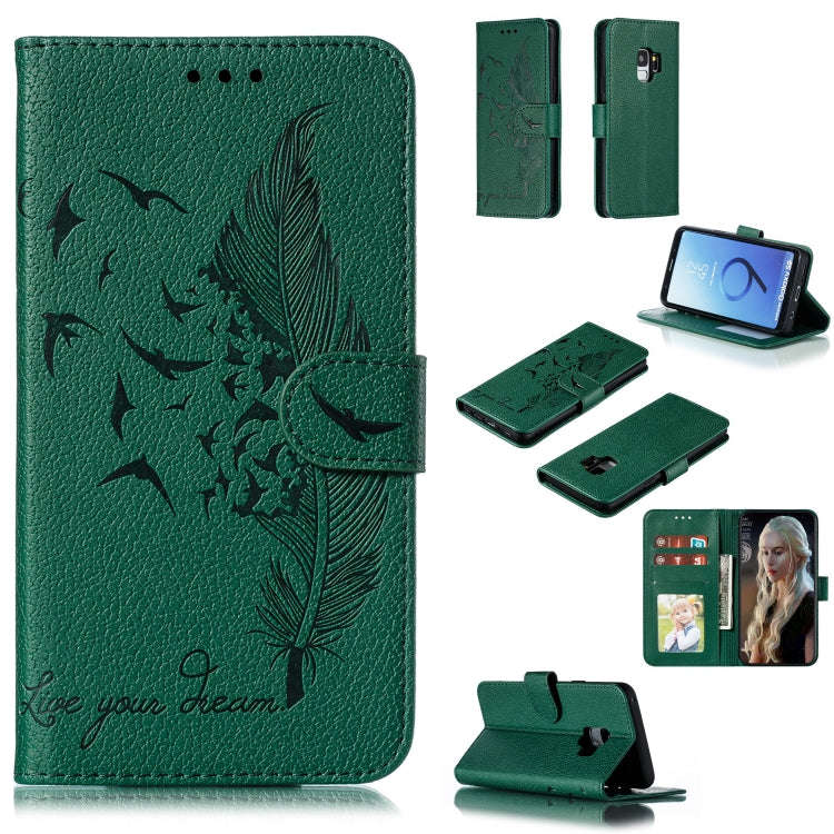 Feather Pattern Litchi Texture Horizontal Flip Leather Case with Wallet & Holder & Card Slots, Fo...
