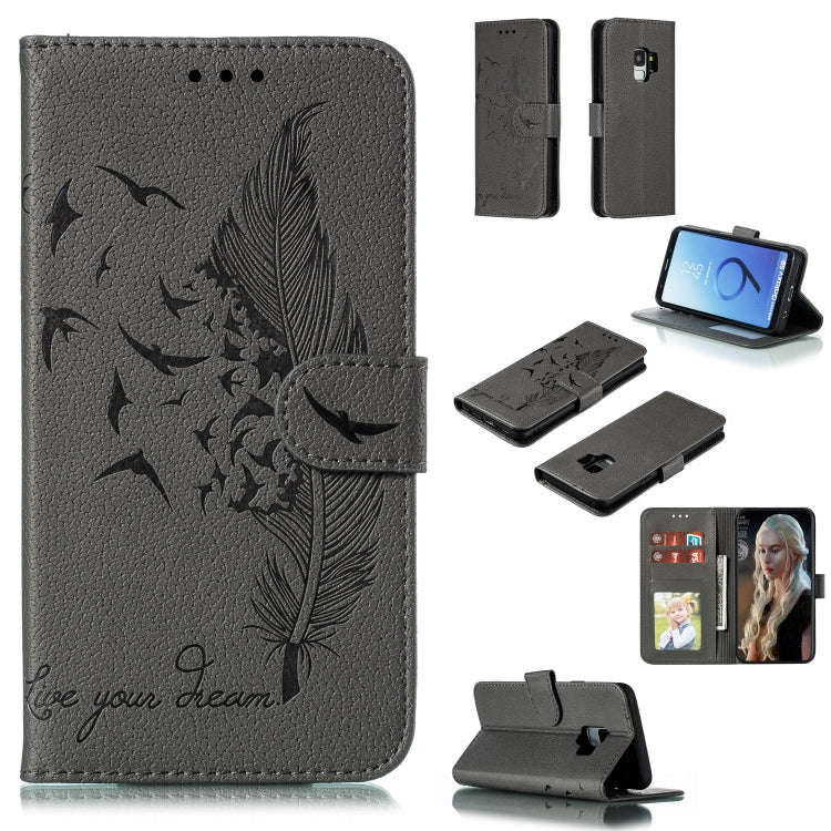Feather Pattern Litchi Texture Horizontal Flip Leather Case with Wallet & Holder & Card Slots, Fo...