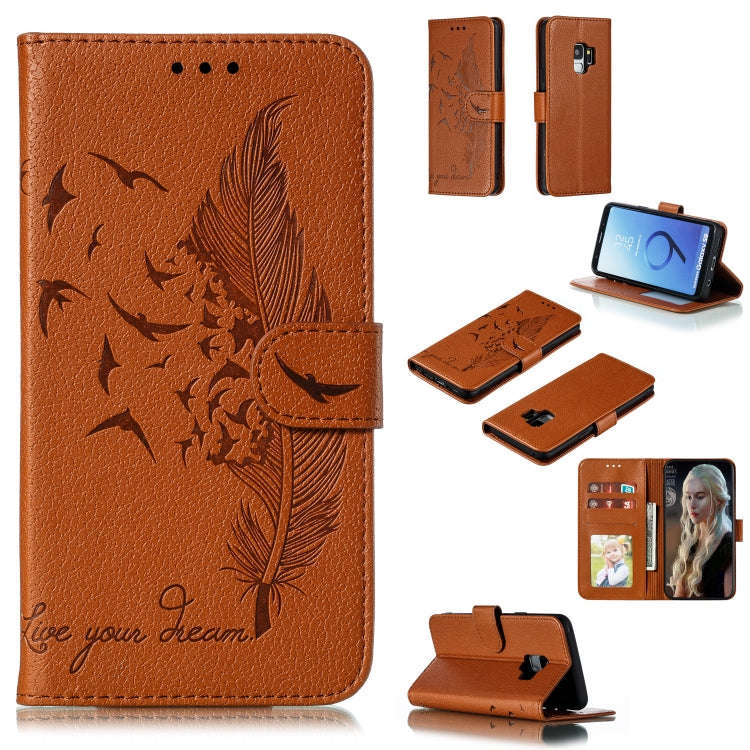 Feather Pattern Litchi Texture Horizontal Flip Leather Case with Wallet & Holder & Card Slots, Fo...