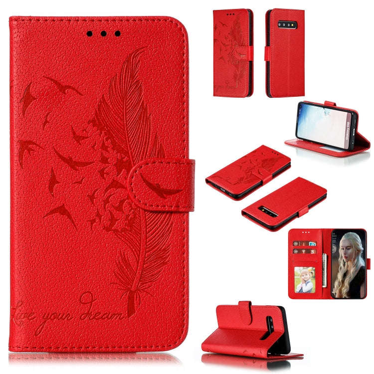 Feather Pattern Litchi Texture Horizontal Flip Leather Case with Wallet & Holder & Card Slots, Fo...
