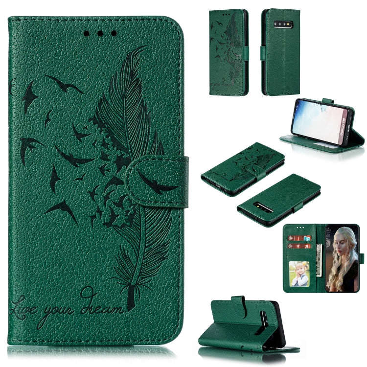 Feather Pattern Litchi Texture Horizontal Flip Leather Case with Wallet & Holder & Card Slots, Fo...