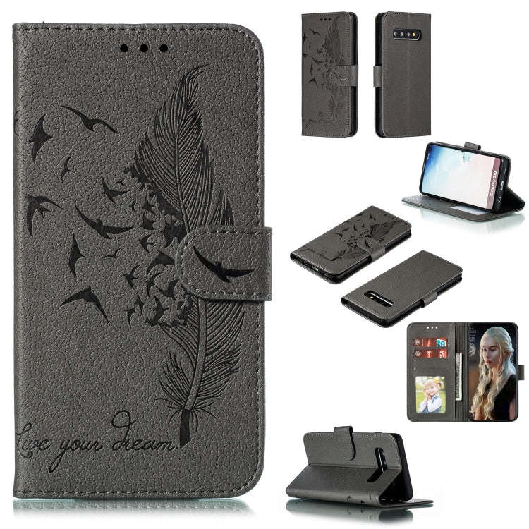 Feather Pattern Litchi Texture Horizontal Flip Leather Case with Wallet & Holder & Card Slots, Fo...