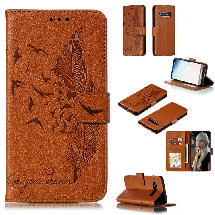 Feather Pattern Litchi Texture Horizontal Flip Leather Case with Wallet & Holder & Card Slots, Fo...