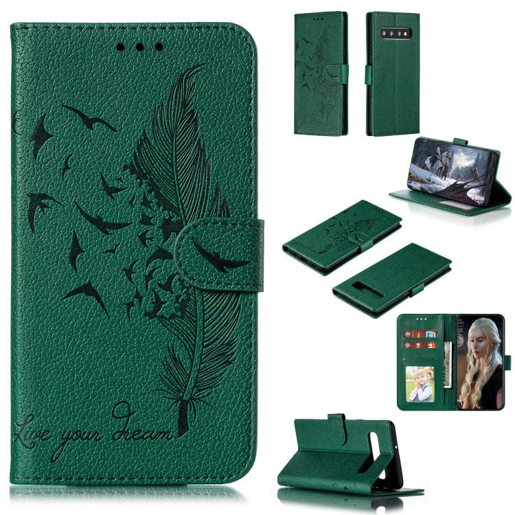 Feather Pattern Litchi Texture Horizontal Flip Leather Case with Wallet & Holder & Card Slots, Fo...