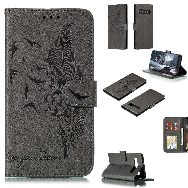 Feather Pattern Litchi Texture Horizontal Flip Leather Case with Wallet & Holder & Card Slots, Fo...