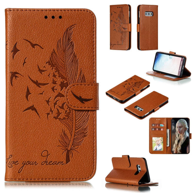 Feather Pattern Litchi Texture Horizontal Flip Leather Case with Wallet & Holder & Card Slots, Fo...