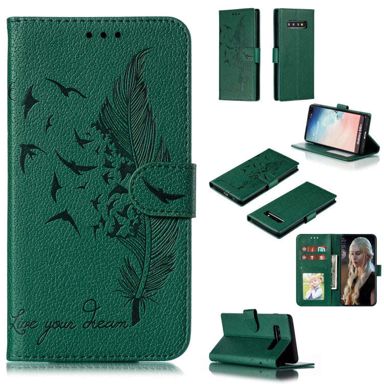 Feather Pattern Litchi Texture Horizontal Flip Leather Case with Wallet & Holder & Card Slots, Fo...