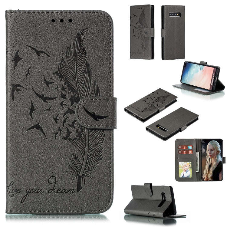Feather Pattern Litchi Texture Horizontal Flip Leather Case with Wallet & Holder & Card Slots, Fo...