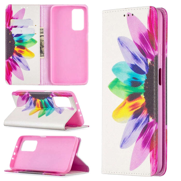 Colored Drawing Pattern Invisible Magnetic Horizontal Flip PU Leather Case with Holder & Card Slo...