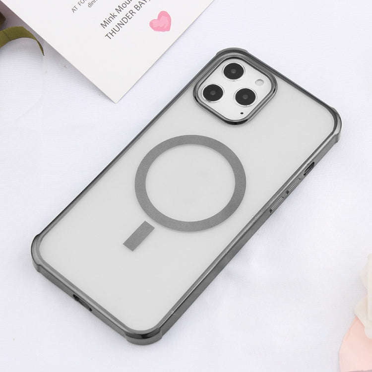 Straight Side Laser Plating Full Coverage Clear TPU Shockproof Magsafe Case, For iPhone 12 Pro Max