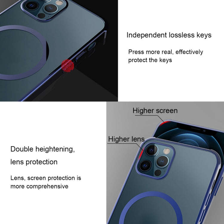 Straight Side Laser Plating Full Coverage Clear TPU Shockproof Magsafe Case, For iPhone 12 Pro Max