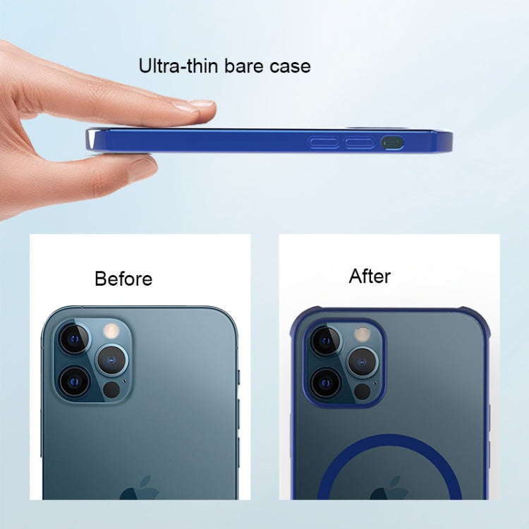 Straight Side Laser Plating Full Coverage Clear TPU Shockproof Magsafe Case, For iPhone 12 Pro Max