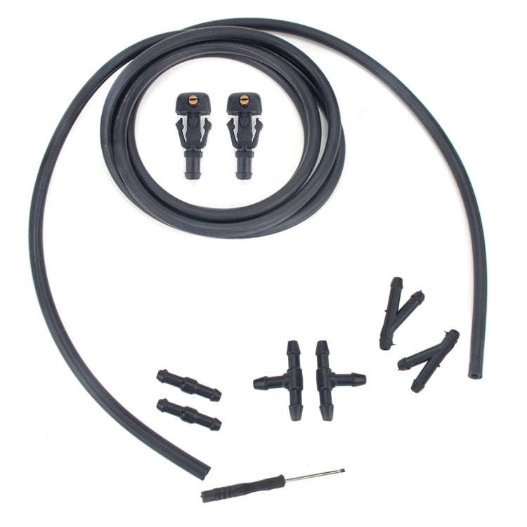 2 PCS Front Windshield Washer Wiper Jet Water Spray Nozzle + Hose Connector Set 3W7Z17603AA for F...
