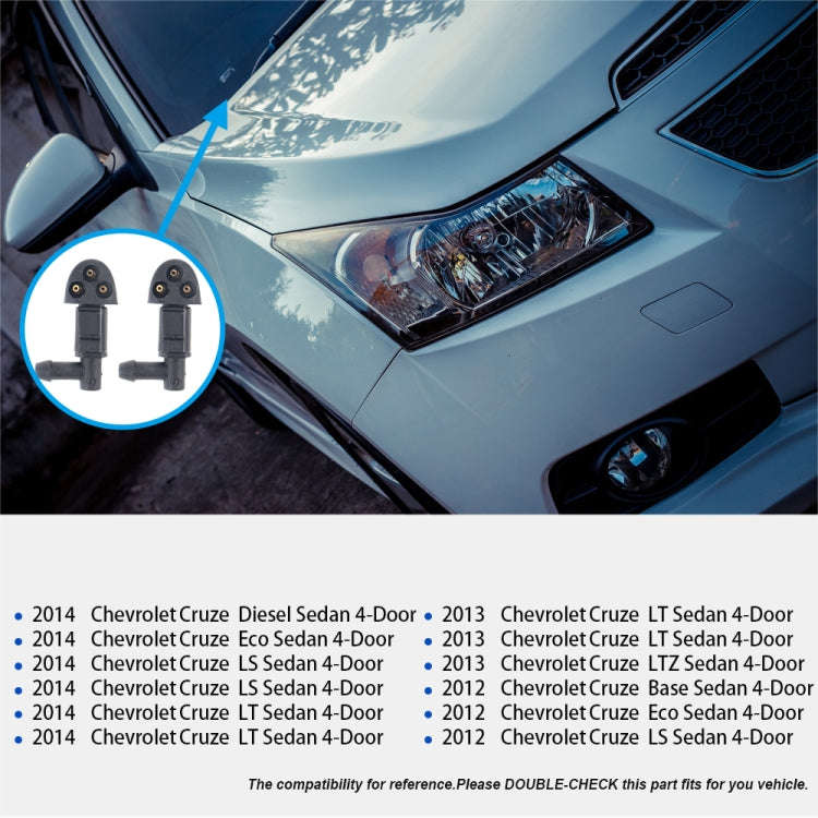 2 PCS Front Windshield Washer Wiper Jet Water Spray Nozzle 94556605 for Chevrolet Cruze 2009-2014...