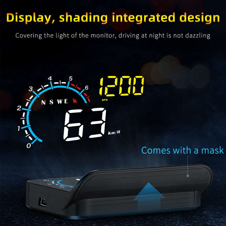 M12 OBD2 + GPS Mode Car Head-up Display HUD Overspeed / Speed / Water Temperature / Low Voltage /...