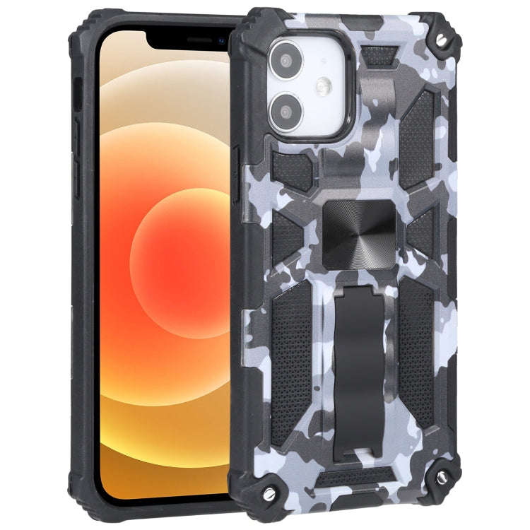 Camouflage Armor Shockproof TPU + PC Magnetic Protective Case with Holder, For iPhone 12 / 12 Pro...