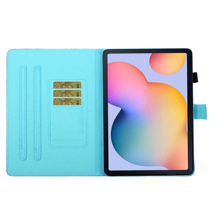 Sewing Thread Horizontal Painted Flat Leather Case with Pen Cover & Anti Skid Strip & Card Slot &...