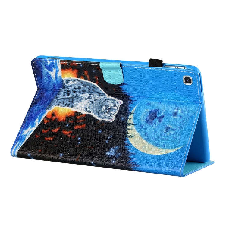 Sewing Thread Horizontal Painted Flat Leather Case with Pen Cover & Anti Skid Strip & Card Slot &...