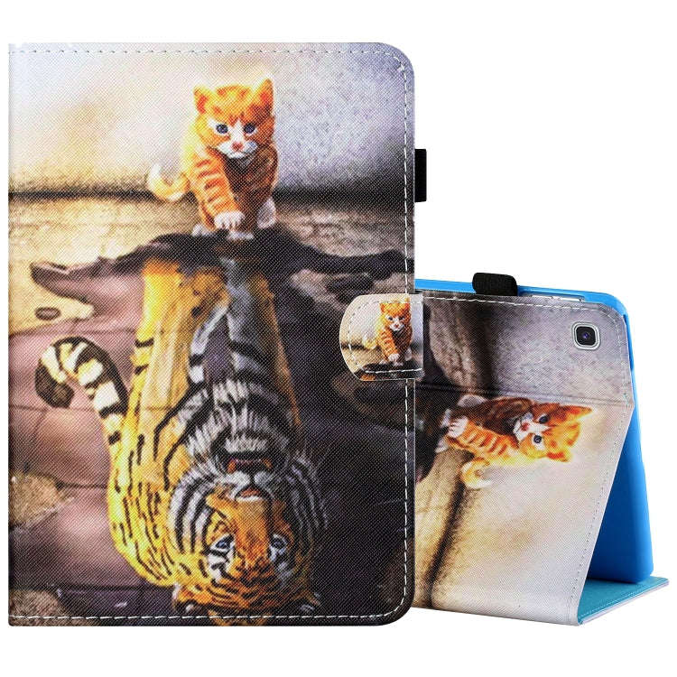 Sewing Thread Horizontal Painted Flat Leather Case with Pen Cover & Anti Skid Strip & Card Slot &...
