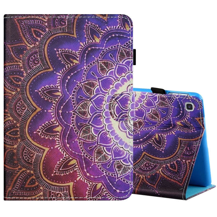 Sewing Thread Horizontal Painted Flat Leather Case with Pen Cover & Anti Skid Strip & Card Slot &...