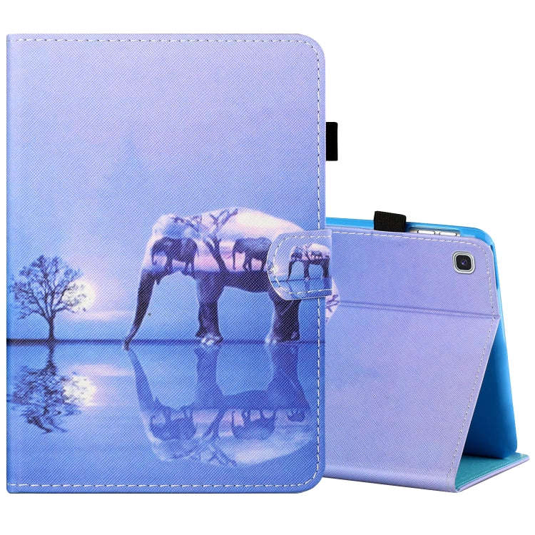 Sewing Thread Horizontal Painted Flat Leather Case with Pen Cover & Anti Skid Strip & Card Slot &...