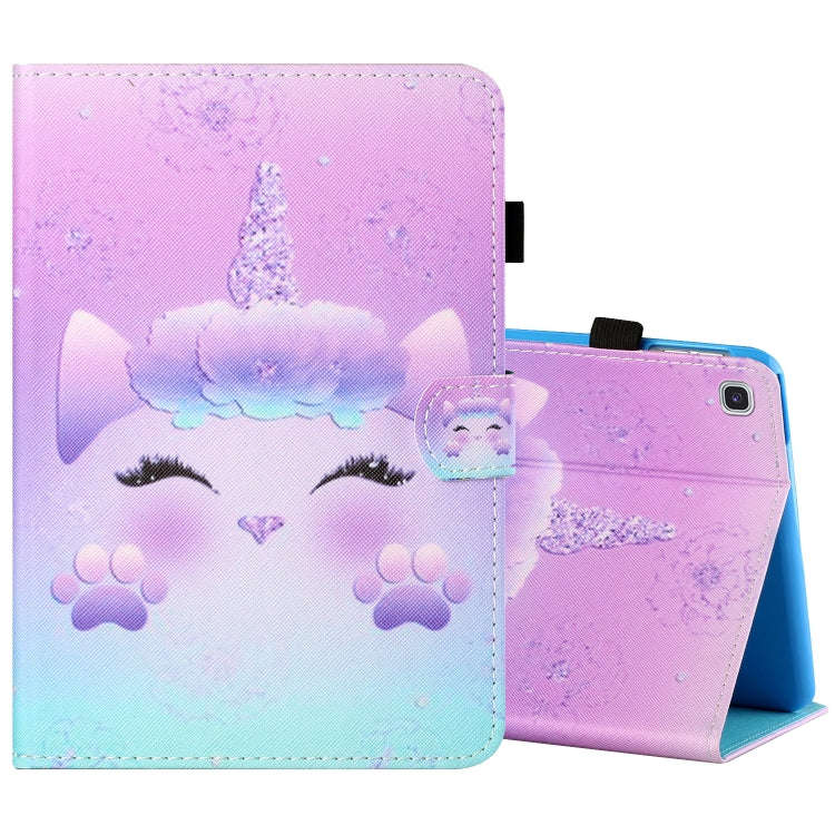 Sewing Thread Horizontal Painted Flat Leather Case with Pen Cover & Anti Skid Strip & Card Slot &...